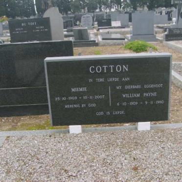 COTTON William Payne 1909-1980 &amp; Miemie 1909-2007