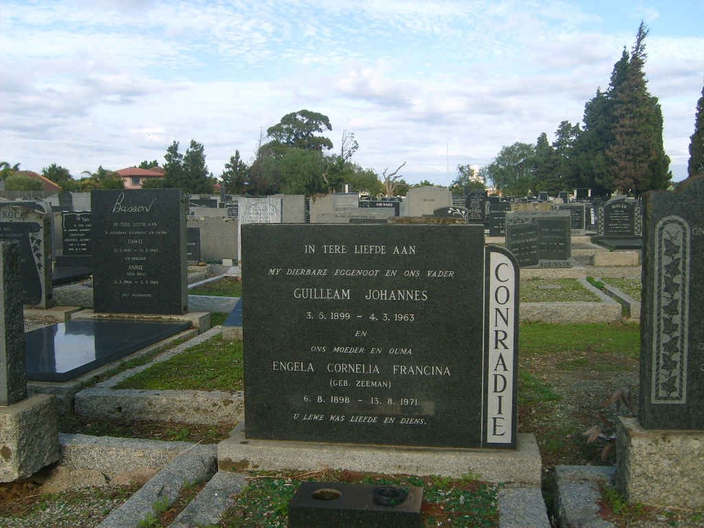 CONRADIE Guilleam Johannes 1899-1963 &amp; Engela Cornelia Francina ZEEMAN 1898-1971