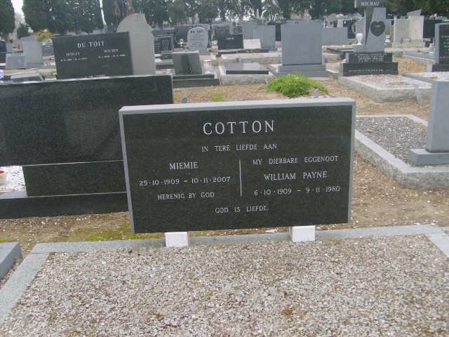 COTTON William Payne 1909-1980 &amp; Miemie 1909-2007