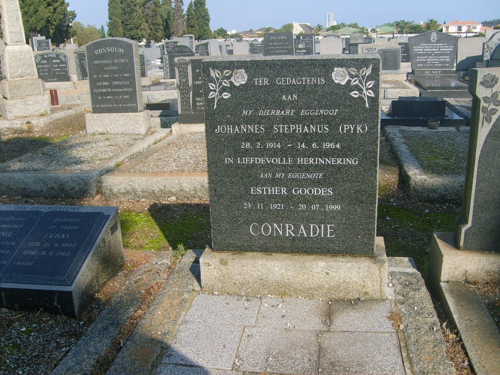 CONRADIE Johannes Stephanus 1914-1964 &amp; Ester Goodes 1921-1999