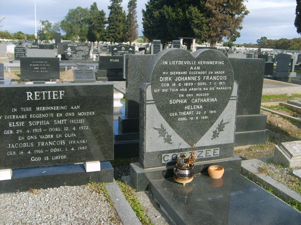 COETZEE Dirk Johannes Francois1899-1971 &amp; Sophia Catharina Helena THEART 1914-1981
