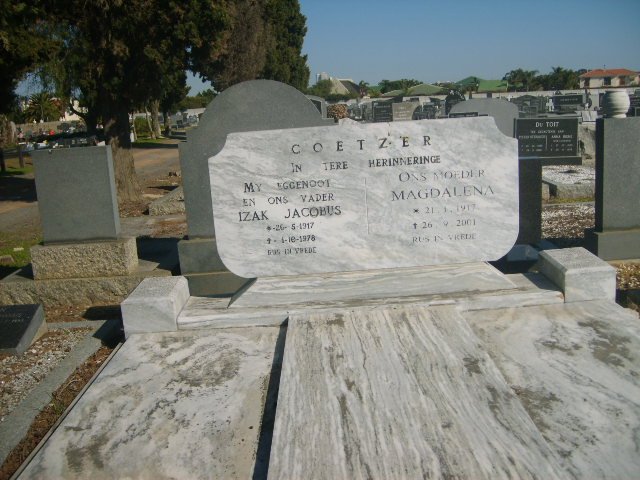 COETZER Izak Jacobus 1917-1978 &amp; Magdalena 1917-2001