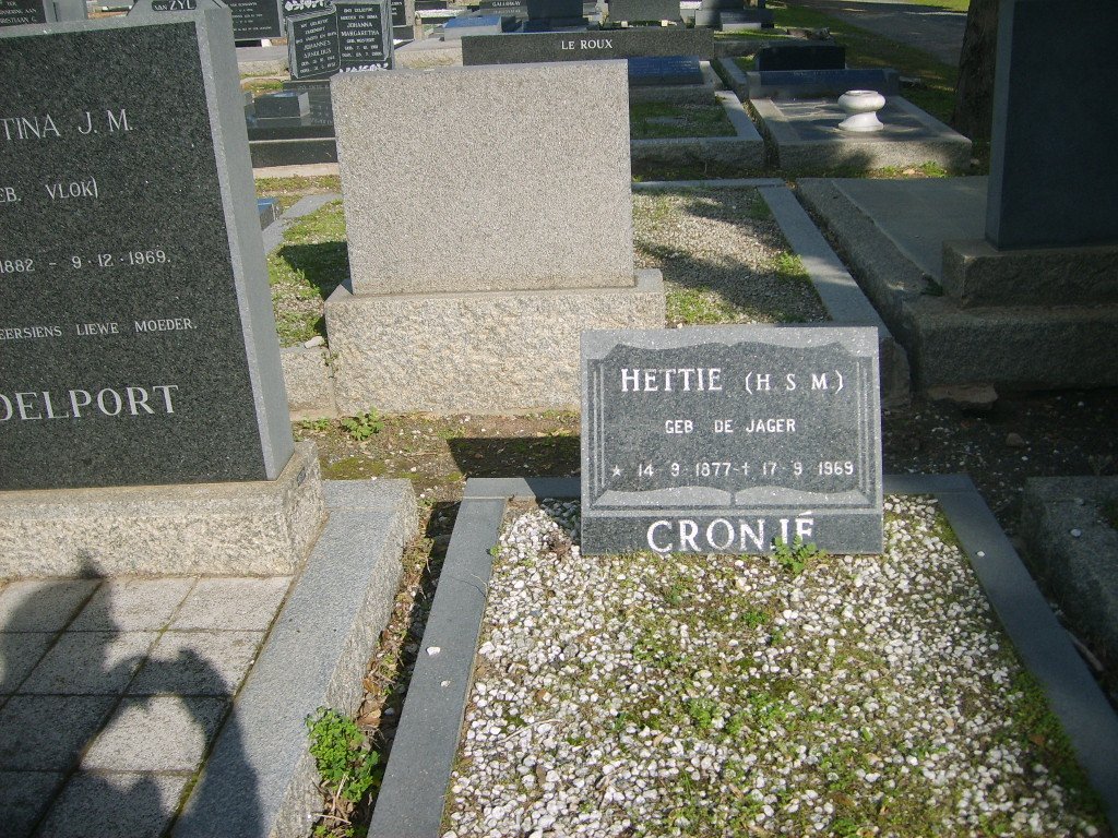 CRONJÈ H.S.M. nee DE JAGER 1877-1969