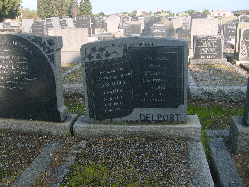 DELPORT Gerhardus Ignatius 1894-1964 Anna Maria STEYN 1898-1971
