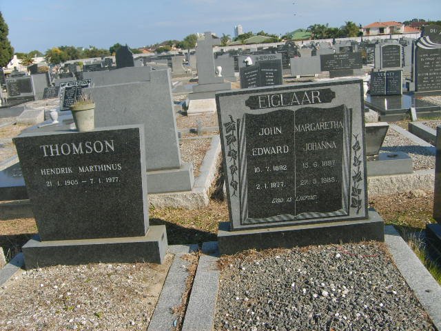 EIGLAAR John Edward 1892-1977 &amp; Margaretha Johanna 1897-1985