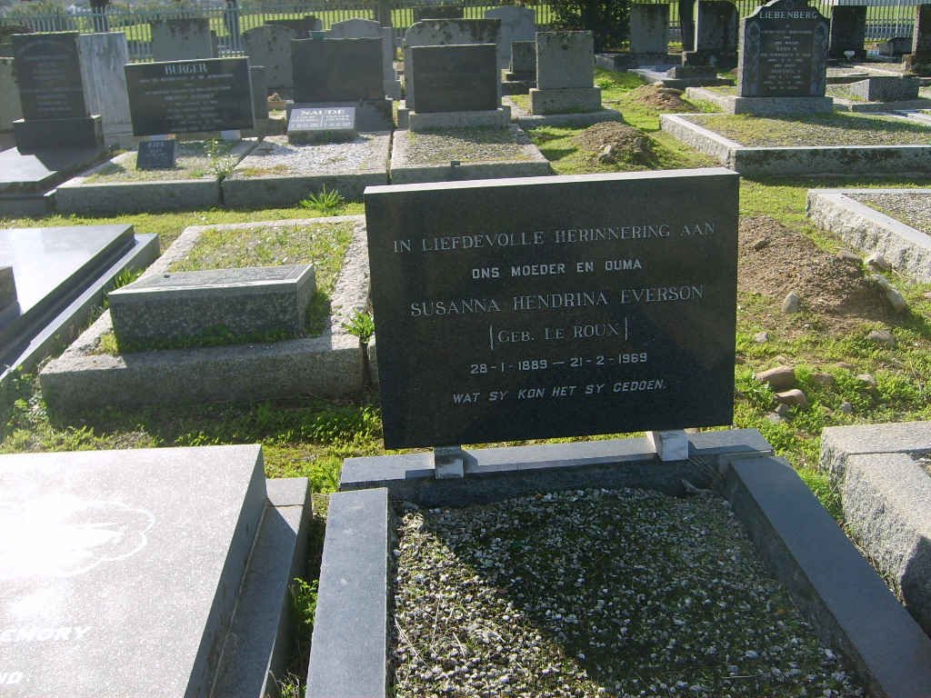 EVERSON Susanna Hendrina nee le ROUX  1889-1969