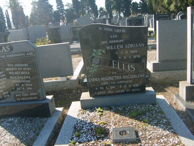 ELLIS Willem Adriaan 1909-1978 &amp; Emma Magrietha Magdalena VAN GREUNEN 1911-1981