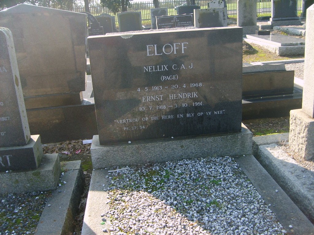 ELOFF Ernst Hendrik 1918-1991 &amp; Nellix C.A.J. PAGE 1913-1968