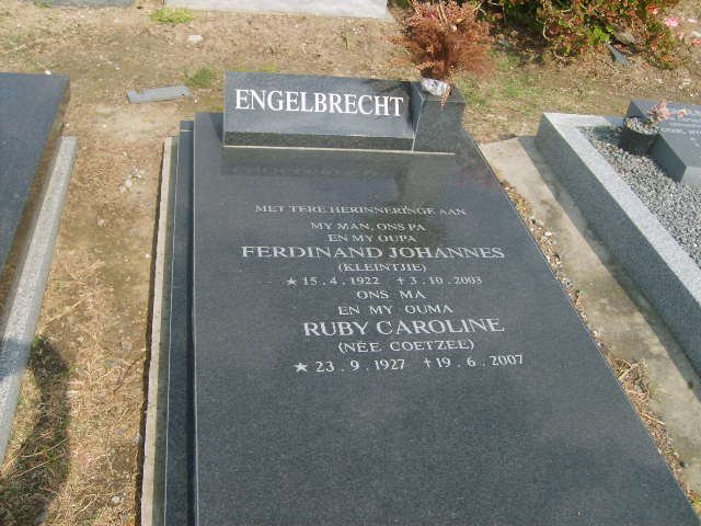 ENGELBRECHT Ferdinand Johannes 1922-2003 &amp; Ruby Caroline COETZEE 1927-2007