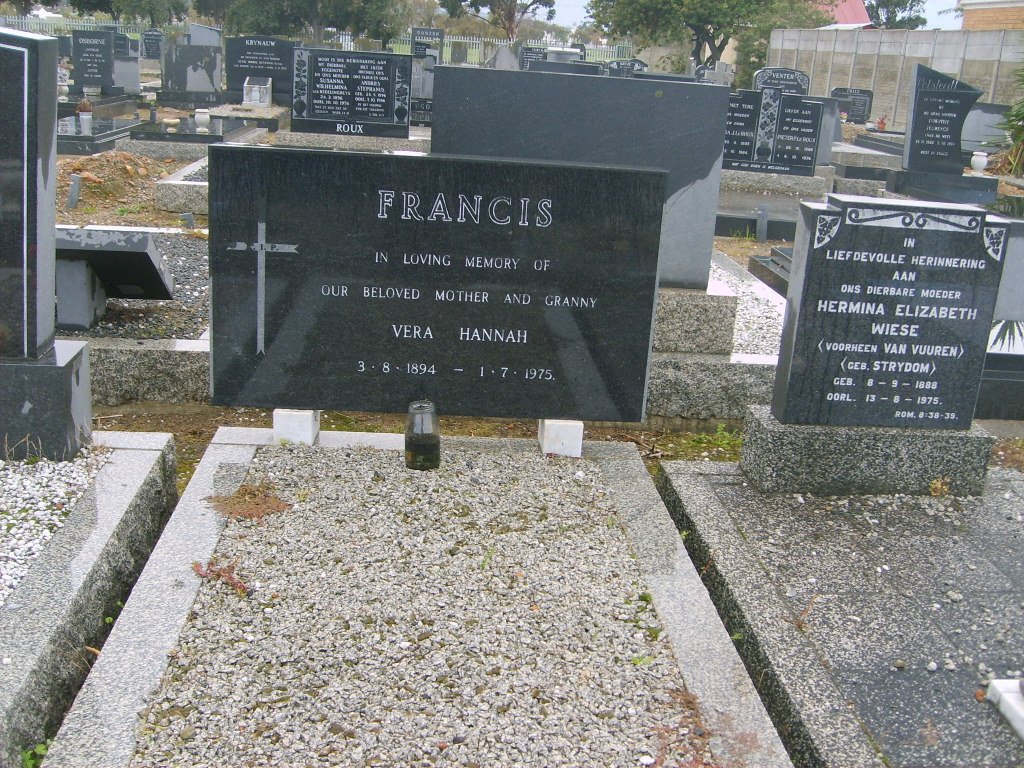 FRANCIS Vera Hannah 1894-1975