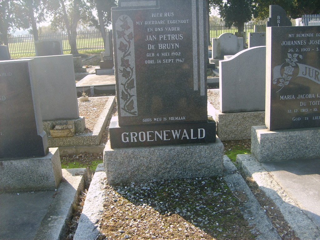 GROENEWALD Jan Petrus De Bruin 1902-1967
