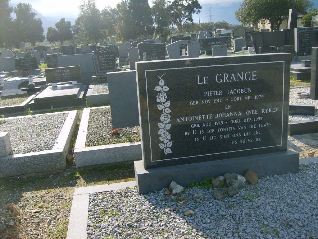 GRANGE Pieter Jacobus, le 1910-1975 &amp; Antoinette Johanna RYKE 1913-1999