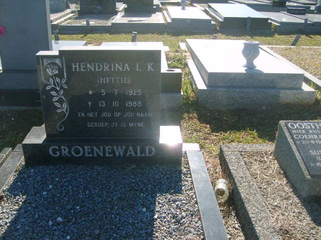 GROENEWALD Hendrina L.K. 1925-1988