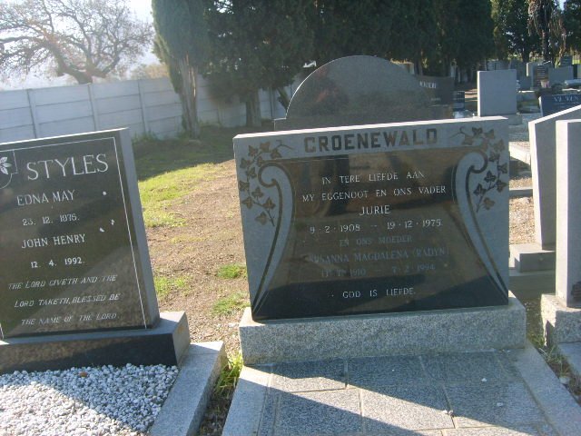 GROENEWALD Jurie 1905-1979 &amp; Susanna Magdalena VADYN 1910-1994