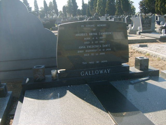 GALLOWAY Andries Brink 1897-1983 &amp; Anna Frederica O'KENNEDY 1900-1990