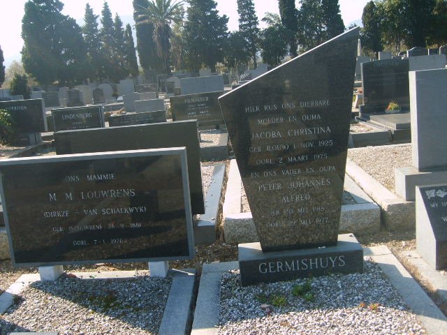 GERMISHUYS Pieter Johannes Alfred 1915-1977 &amp; Jacoba Christina LOUW 1925-1975