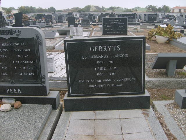 GERRYTS Hermanus Francois 1889-1981 &amp; Lenie H.M. 1895-1985