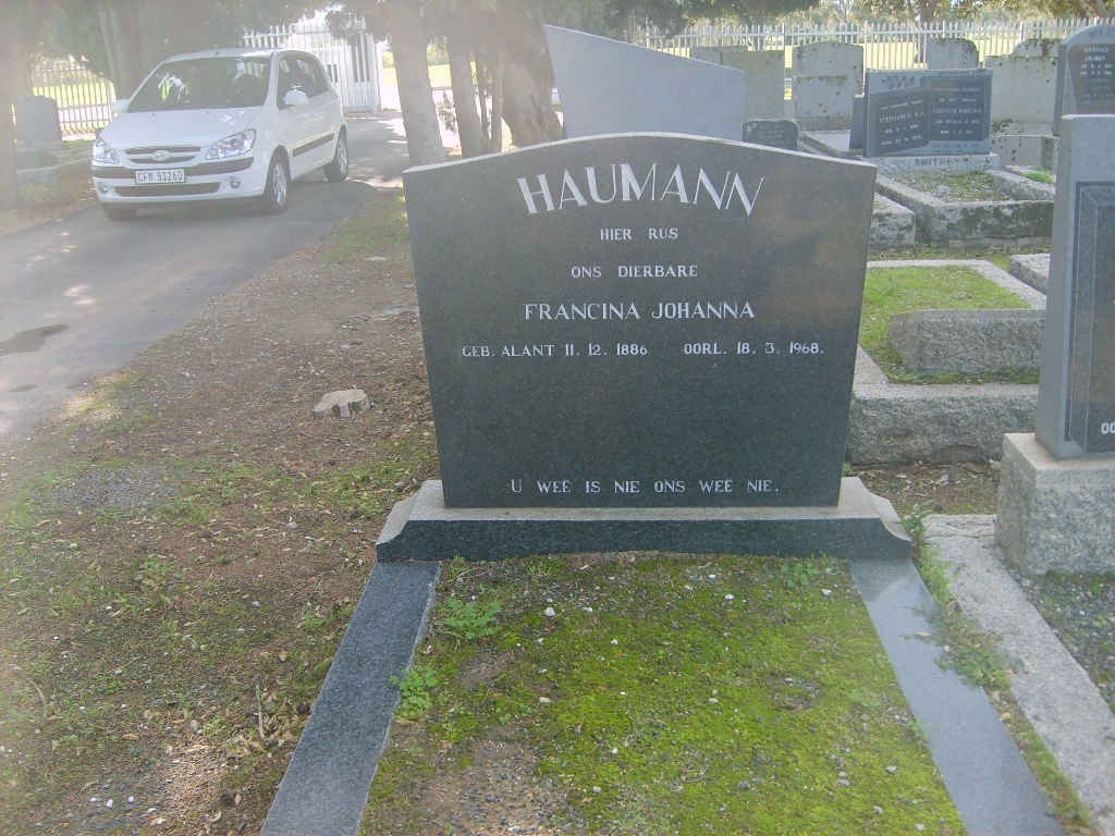 HAUMANN Francina Johanna nee ALANT 1886-1968