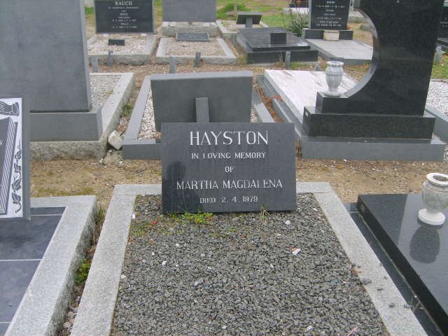 HAYSTON Martha Magdalena -1979