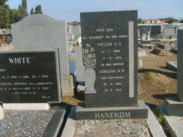 HANEKOM Willem A.A. 1892-1970 &amp; Adriana B.W. DIPPENAAR 1895-1975