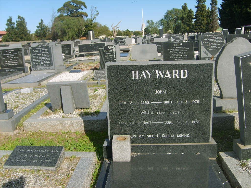 HAYWARD John 1895-1970 &amp; Willa REITZ 1897-1972 