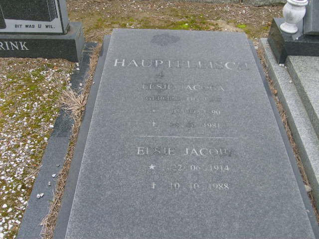 HAUPTFLEISCH Elsie Jacoba nee ? 1890-1981 :: HAUPFLEISCH Elsie Jacoba 1914-1988