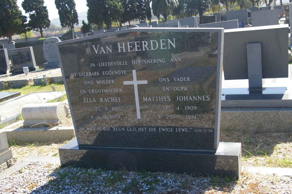 HEERDEN Matthys Johannes, van 1909-1981 &amp; Ella Rachel 1915-1979
