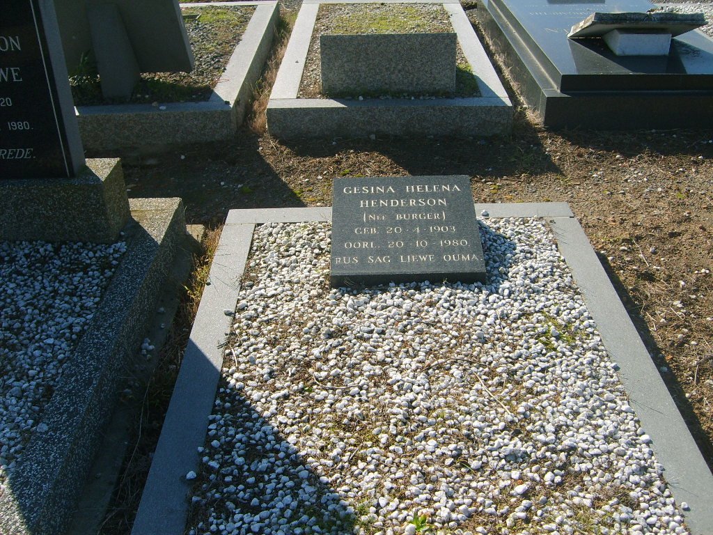 HENDERSON Gesina Helena nee BURGER 1903-1980
