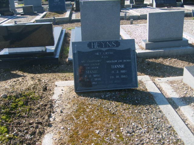 HEYNS Manie 1900-1978 &amp; Hannie 1907-1983