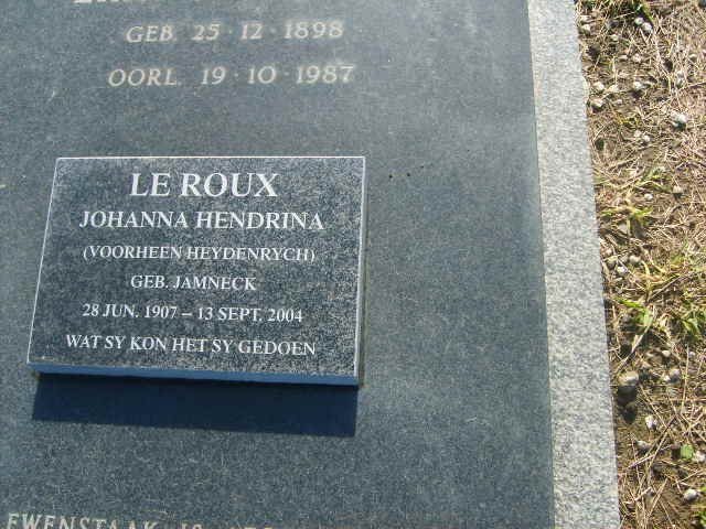 ROUX Johanna Hendrina, le formerly HEYDENRYCH nee JAMNECK 1907-2004