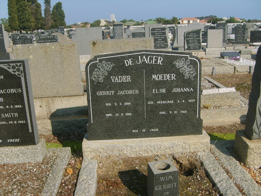 JAGER Gerrit Jacobus, de 1904-1980 &amp; Elsie Johanna HESSELMAN 1909-1966