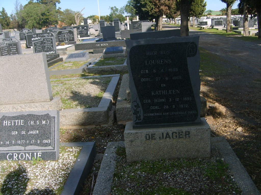 JAGER Lourens, de 1895-1969 &amp; Kathleen KUHN 1895-1972