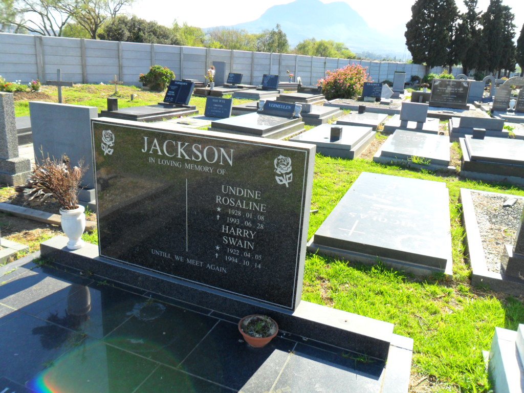 JACKSON Harry Swain 1922-1994 &amp; Undine Rosaline 1928-1993
