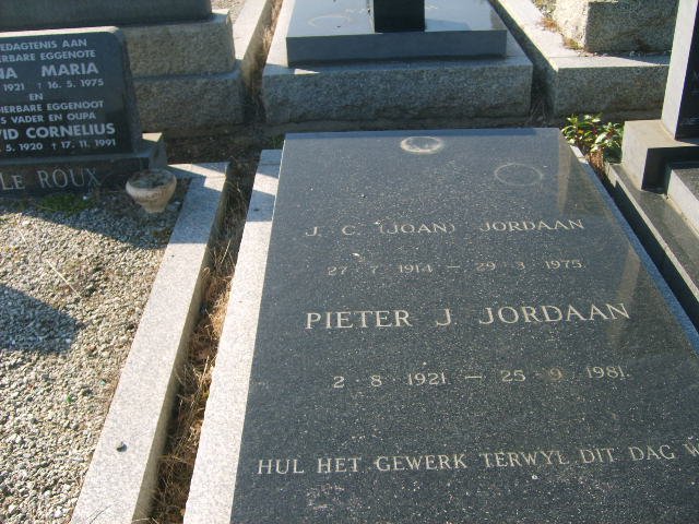 JORDAAN J.C. 1914-1975 &amp; Pieter J. 1921-1981