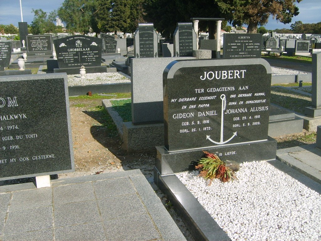 JOUBERT Gideon Daniel 1916-1973 &amp; Johanna Alusius 1918-2008