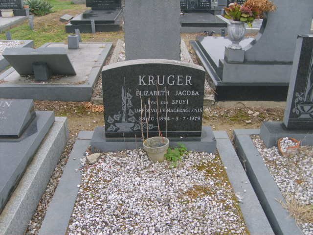 KRUGER Elizabeth Jacoba ee VAN DER SPUY 1894-1979