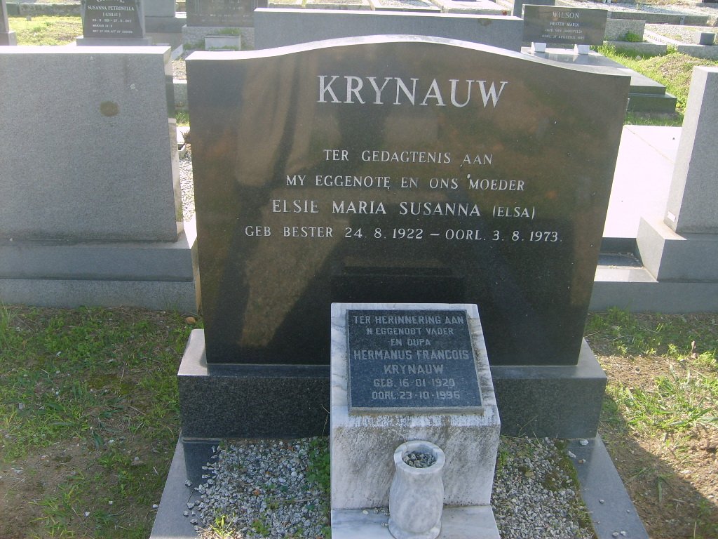 KRYNAUW Hermanus Francois 1920-1996 &amp; Elsie Maria Susanna BESTER 1922-1973