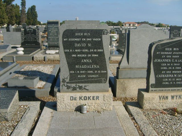 KOKER David M., de 1893-1968 &amp; Anna Magdalena 1897-1994