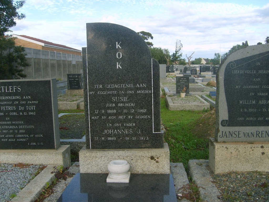 KOK Johannes J. 1889-1973 &amp; Susie BRUWER 1888-1962