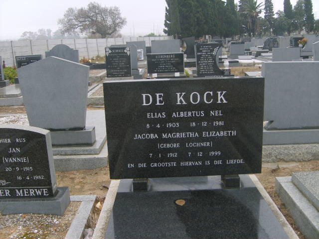 KOCK Elias Albertus Nel, de 1903-1981 &amp; Jacoba Magrietha Elizabeth LOCHNER 1912-1999
