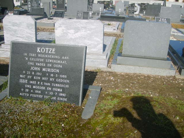 KOTZE John Murison 1912-1988 &amp; Issie VAN TUBBERGH 1914-1992