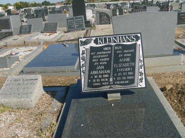 KLEINHANS Jan Abraham 1910-1978 &amp; Annie Elizabeth VISSER 1917-1986