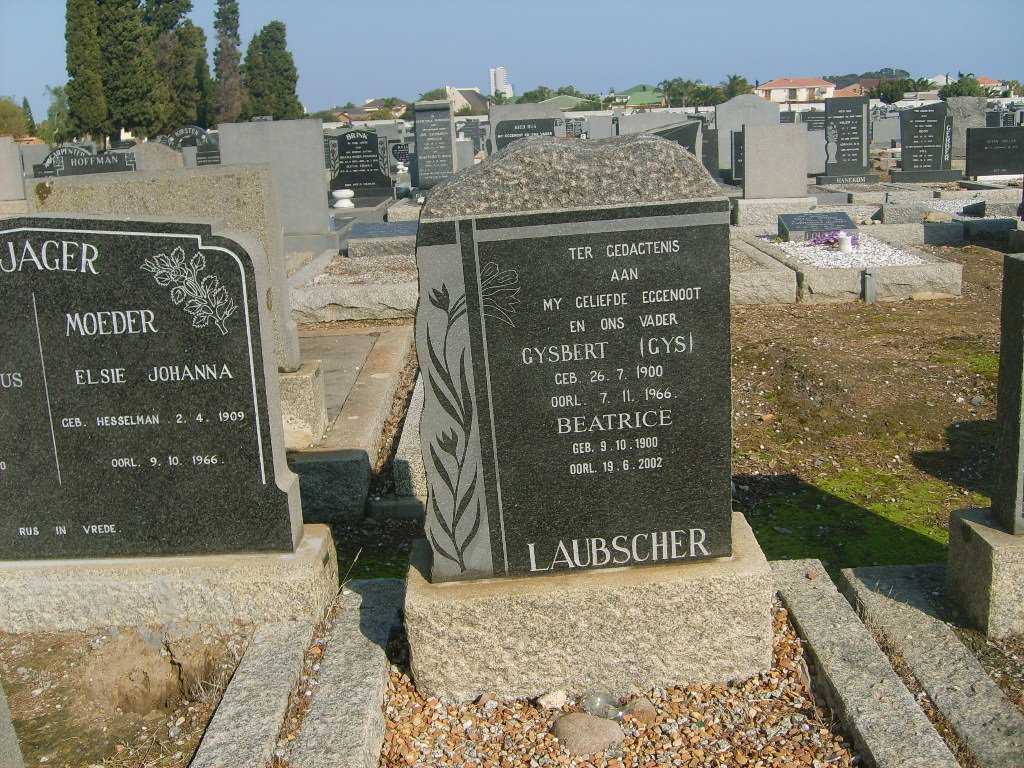 LAUBSCHER Gysbert 1900-1966 &amp; Beatrice 1900-2002