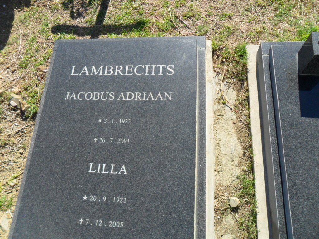 LAMBRECHTS Jacobus Adriaan 1923-2001 &amp; Lilla 1921-2005