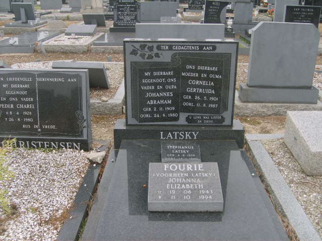 LATSKY Johannes Abraham 1909-1980 &amp; Cornelia Gertruida 1901-1987 :: FOURIE Johanna Elizabeth nee LATSKY 1943-1994
