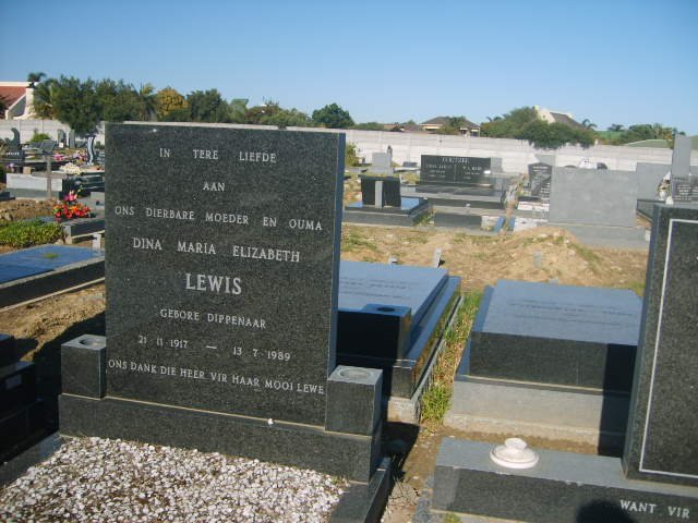 LEWIS Dina Maria Elizabeth nee DIPPENAAR 1917-1989