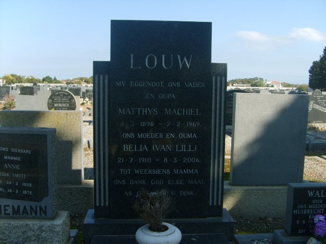 LOUW Matthys Machiel 1896-1969 &amp; Belia VAN LILL 1910-2006