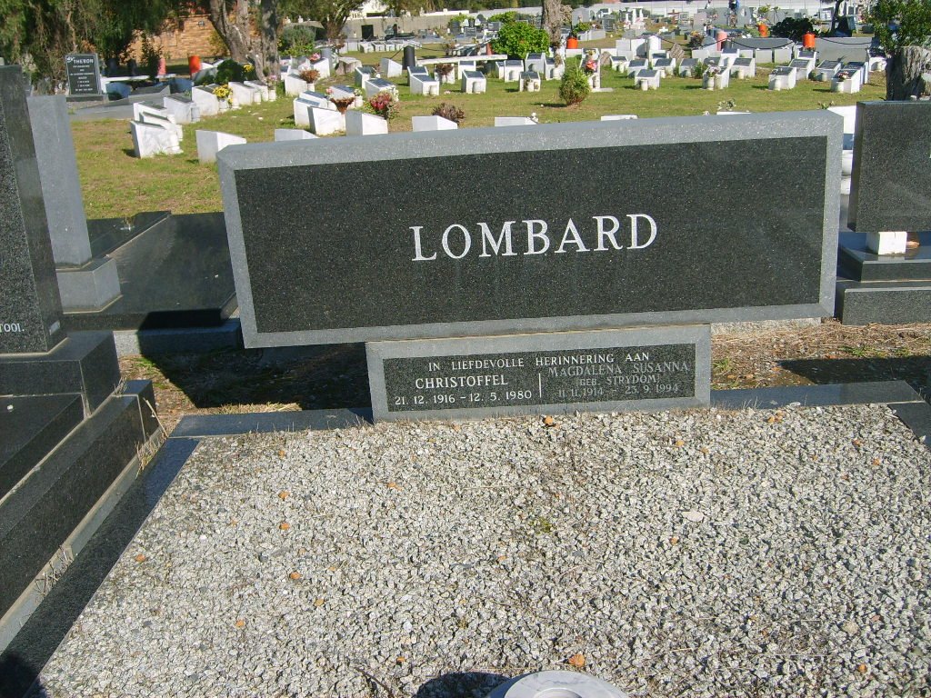 LOMBARD Christoffel 1916-1980 &amp; Magdalena Susanna STRYDOM 1914-1994