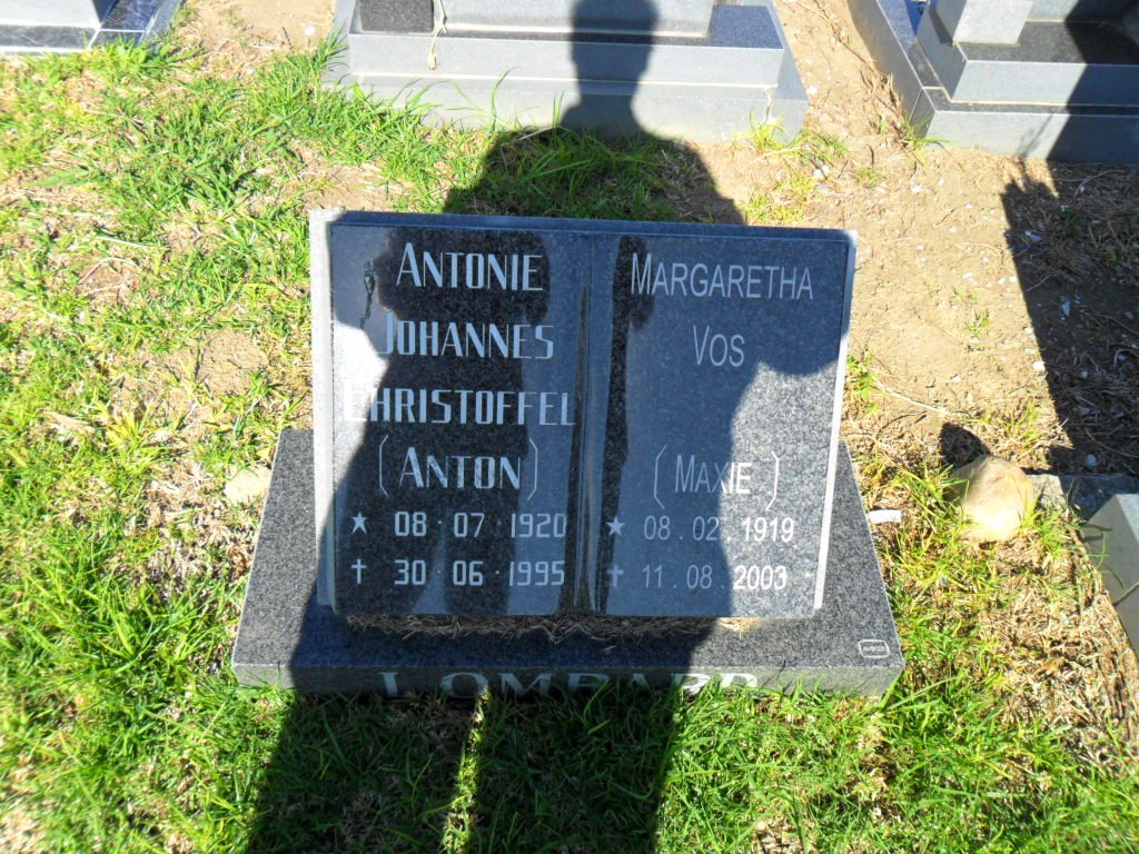 LOMBARD Antonie Johannes Christoffel 1920-1995 &amp; Margaretha VOS 1919-2003