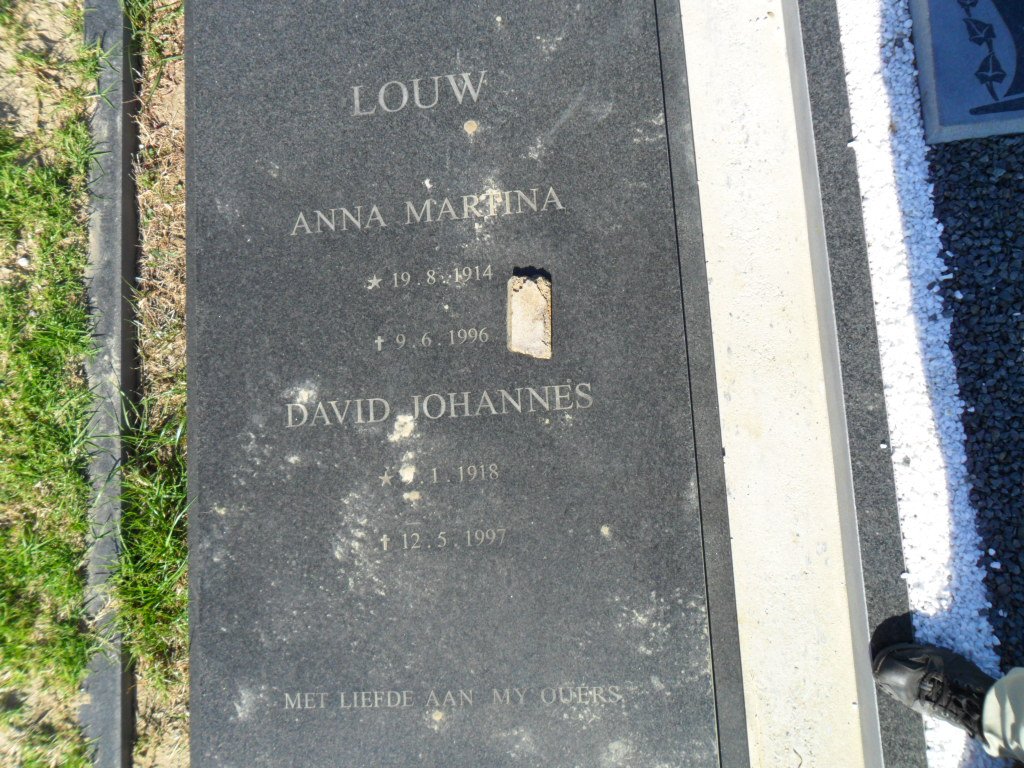 LOUW David Johannes 1918-1997 &amp; Anna Martina 1914-1996